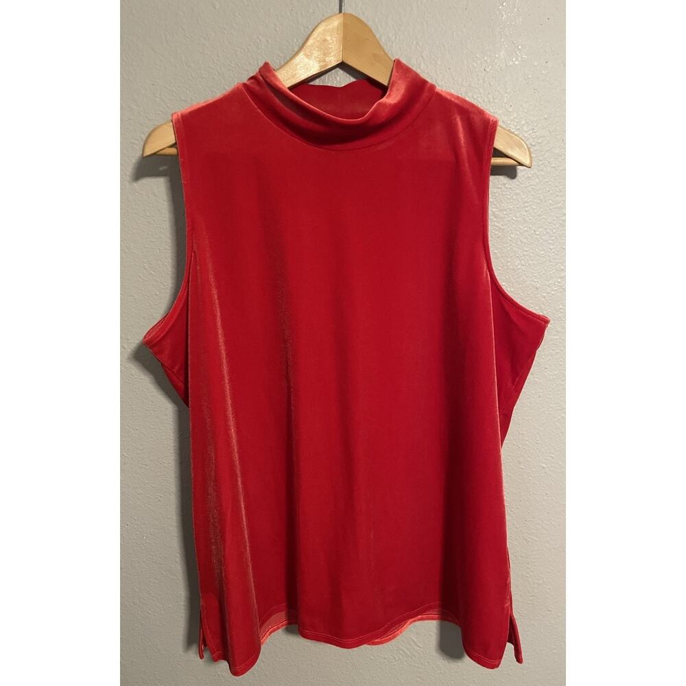 Chicos Womens Top Size 3 US XL Red Velvet Stretch Sleeveless Minimalist Modern